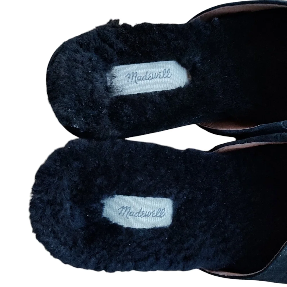 Madewell Kasey Black Suede Loafers With Shearling Lining